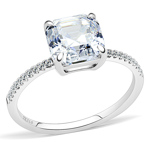 DA008 - Stainless Steel Ring High polished (no plating) Women Cubic Clear