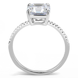 DA008 - Stainless Steel Ring High polished (no plating) Women Cubic Clear