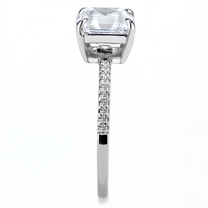 DA008 - Stainless Steel Ring High polished (no plating) Women Cubic Clear