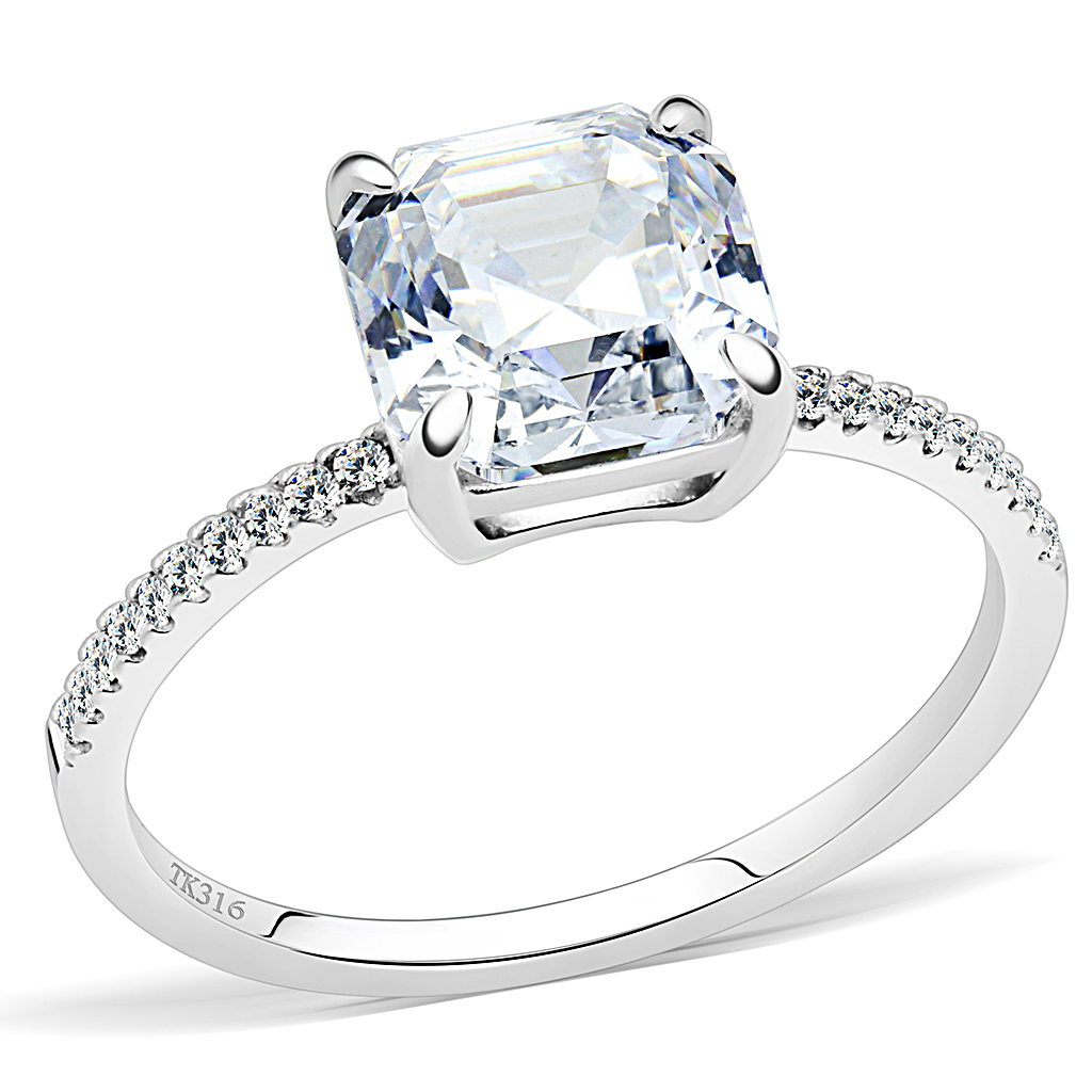 DA008 - Stainless Steel Ring High polished (no plating) Women Cubic Clear