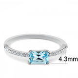 DA011 - Stainless Steel Ring High polished (no plating) Women AAA Grade CZ Sea Blue