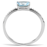 DA011 - Stainless Steel Ring High polished (no plating) Women AAA Grade CZ Sea Blue