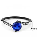 DA012 - Stainless Steel Ring IP Black(Ion Plating) Women Synthetic London Blue