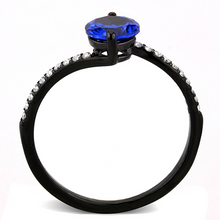 DA012 - Stainless Steel Ring IP Black(Ion Plating) Women Synthetic London Blue