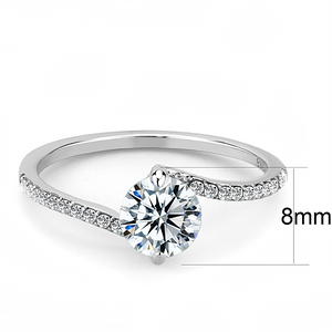 DA013 - Stainless Steel Ring High polished (no plating) Women AAA Grade CZ Clear