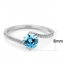 DA014 - Stainless Steel Ring High polished (no plating) Women AAA Grade CZ Sea Blue