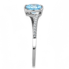 DA014 - Stainless Steel Ring High polished (no plating) Women AAA Grade CZ Sea Blue