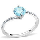 DA014 - Stainless Steel Ring High polished (no plating) Women AAA Grade CZ Sea Blue
