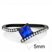 DA016 - Stainless Steel Ring IP Black(Ion Plating) Women Synthetic London Blue