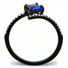 DA016 - Stainless Steel Ring IP Black(Ion Plating) Women Synthetic London Blue
