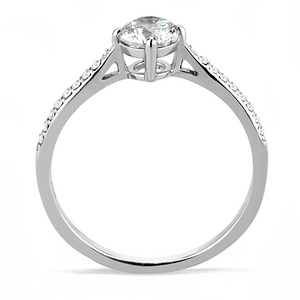 DA018 - Stainless Steel Ring High polished (no plating) Women AAA Grade CZ Clear