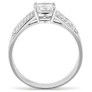 DA020 - Stainless Steel Ring High polished (no plating) Women Cubic Clear