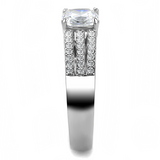 DA020 - Stainless Steel Ring High polished (no plating) Women Cubic Clear