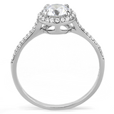 DA022 - High polished (no plating) Stainless Steel Ring with AAA Grade CZ  in Clear