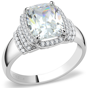 DA024 - Stainless Steel Ring High polished (no plating) Women Cubic Clear