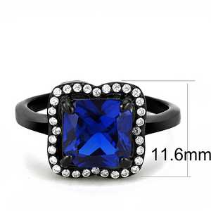 DA027 - Stainless Steel Ring IP Black(Ion Plating) Women Synthetic London Blue