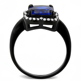 DA027 - Stainless Steel Ring IP Black(Ion Plating) Women Synthetic London Blue