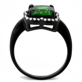 DA029 - Stainless Steel Ring IP Black(Ion Plating) Women AAA Grade CZ Emerald