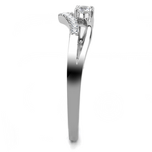 DA030 - Stainless Steel Ring High polished (no plating) Women AAA Grade CZ Clear
