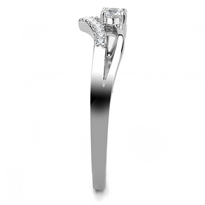 DA030 - Stainless Steel Ring High polished (no plating) Women AAA Grade CZ Clear