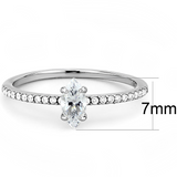 DA031 - Stainless Steel Ring High polished (no plating) Women Cubic Clear