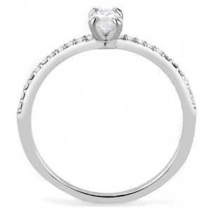 DA031 - Stainless Steel Ring High polished (no plating) Women Cubic Clear