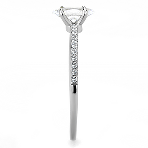 DA031 - Stainless Steel Ring High polished (no plating) Women Cubic Clear