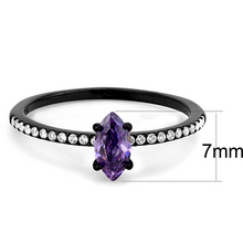 DA032 - Stainless Steel Ring IP Black(Ion Plating) Women AAA Grade CZ Amethyst