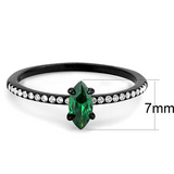 DA033 - Stainless Steel Ring IP Black(Ion Plating) Women AAA Grade CZ Emerald
