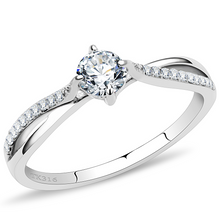 DA035 - Stainless Steel Ring High polished (no plating) Women AAA Grade CZ Clear