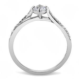 DA035 - Stainless Steel Ring High polished (no plating) Women AAA Grade CZ Clear