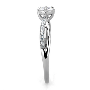 DA035 - Stainless Steel Ring High polished (no plating) Women AAA Grade CZ Clear