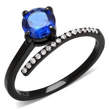 DA038 - Stainless Steel Ring IP Black(Ion Plating) Women Synthetic London Blue