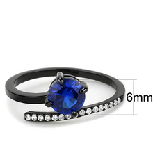 DA038 - Stainless Steel Ring IP Black(Ion Plating) Women Synthetic London Blue