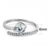 DA039 - Stainless Steel Ring High polished (no plating) Women AAA Grade CZ Clear