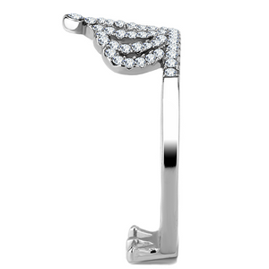 DA040 - Stainless Steel Ring High polished (no plating) Women AAA Grade CZ Clear