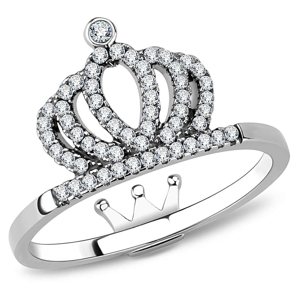 DA040 - Stainless Steel Ring High polished (no plating) Women AAA Grade CZ Clear
