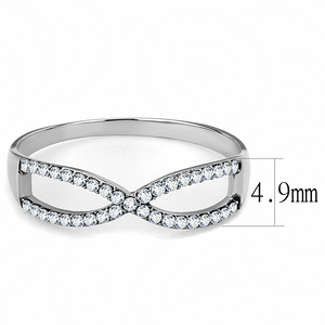 DA041 - Stainless Steel Ring High polished (no plating) Women AAA Grade CZ Clear