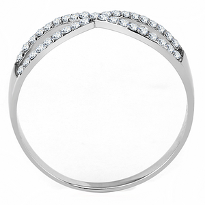 DA041 - Stainless Steel Ring High polished (no plating) Women AAA Grade CZ Clear
