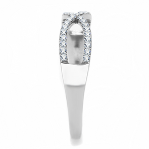 DA041 - Stainless Steel Ring High polished (no plating) Women AAA Grade CZ Clear