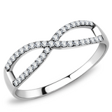 DA041 - Stainless Steel Ring High polished (no plating) Women AAA Grade CZ Clear