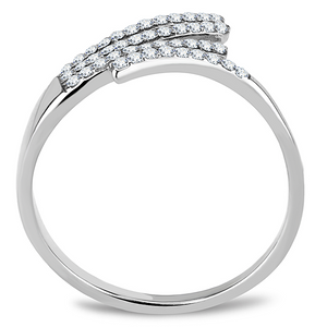 DA043 - Stainless Steel Ring High polished (no plating) Women AAA Grade CZ Clear