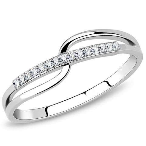 DA045 - Stainless Steel Ring High polished (no plating) Women AAA Grade CZ Clear