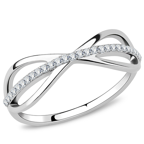 DA046 - Stainless Steel Ring High polished (no plating) Women AAA Grade CZ Clear