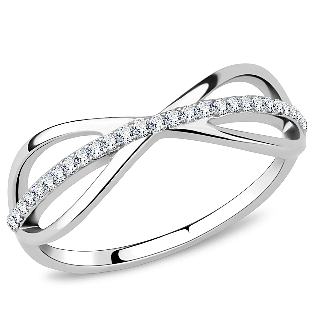 DA046 - Stainless Steel Ring High polished (no plating) Women AAA Grade CZ Clear