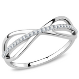 DA046 - Stainless Steel Ring High polished (no plating) Women AAA Grade CZ Clear