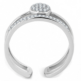 DA048 - High polished (no plating) Stainless Steel Ring with AAA Grade CZ  in Clear