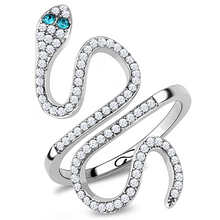 DA051 - Stainless Steel Ring High polished (no plating) Women Top Grade Crystal Blue Zircon