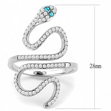 DA051 - Stainless Steel Ring High polished (no plating) Women Top Grade Crystal Blue Zircon