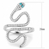 DA051 - Stainless Steel Ring High polished (no plating) Women Top Grade Crystal Blue Zircon